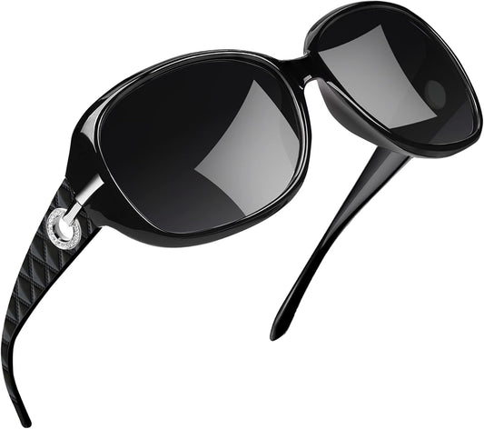 Lunettes de soleil femme polarisées oversize – Grand cadre tendance, protection UV400, style luxe