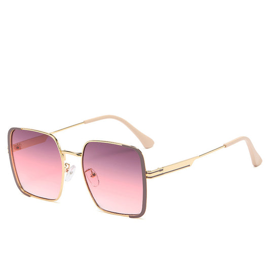 Lunettes de soleil femme grande monture – Style coréen, protection UV, monture métal élégante