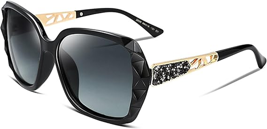 Lunettes de soleil femme polarisées vintage – Grand cadre rectangulaire oversize, protection UV400